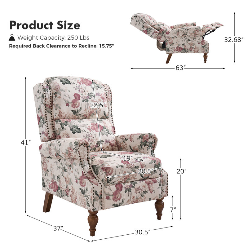 Fauteuil inclinable l 30,5 po Ariany, Polyester floral