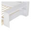 Lit de jour double en bois avec tablettes de rangement, lit multifonctionnel avec deux tiroirs de rangement et bureau d'étude, blanc antique-934070443