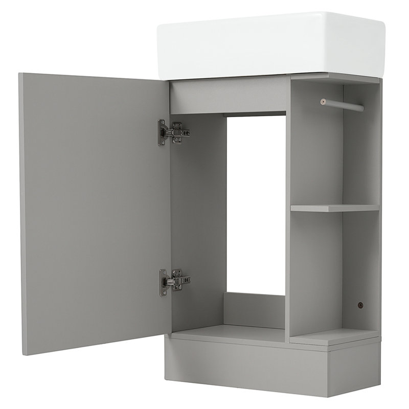 18.6" Blazice Vanity With Sink, Blazice Vanity Cabinet With Two-Tier Shelf, Left Or Right Orientation, Grey