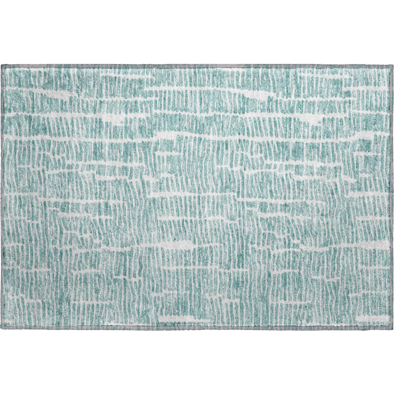 Premium Machine Washable Prisco Teal Rug, Rectangle 1'8" x 2'6"