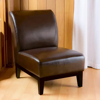 Fauteuil de chambre rembourré en cuir brun, design élégant, l 34,4 po x H 34,5 po, aspect moderne, l 24,5 po x P 34,4 po