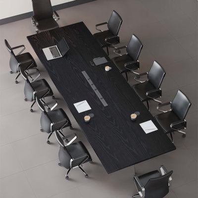 110.24"Modern minimalist style black solid wood rectangular conference table