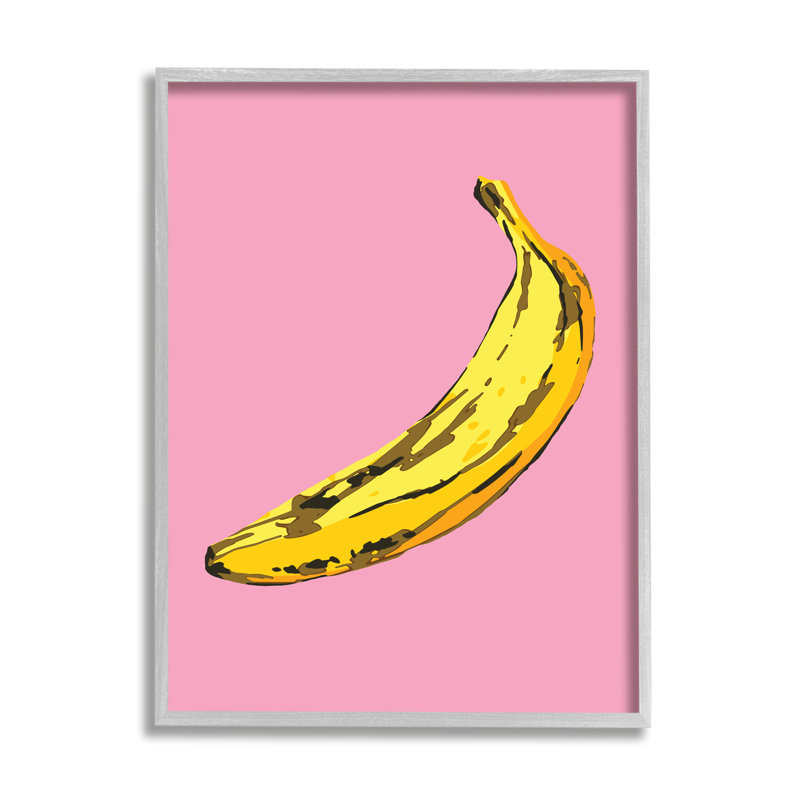 Banane rose pop tropical amusant minime fruit, Estampe numérique Farmhouse, H 20 po x l 16 po