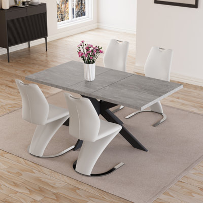 Modern Kitchen Dining Set, Extendable Dining Kitchen Table With Dining Chairs