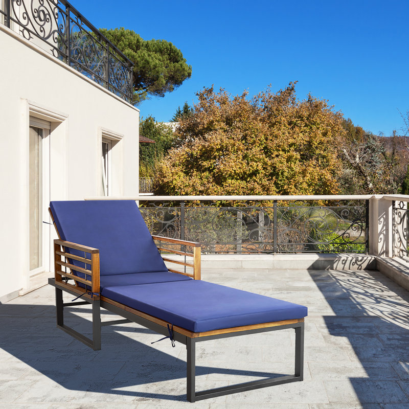 Westerlund Outdoor Metal Chaise Lounge , Cushion Included