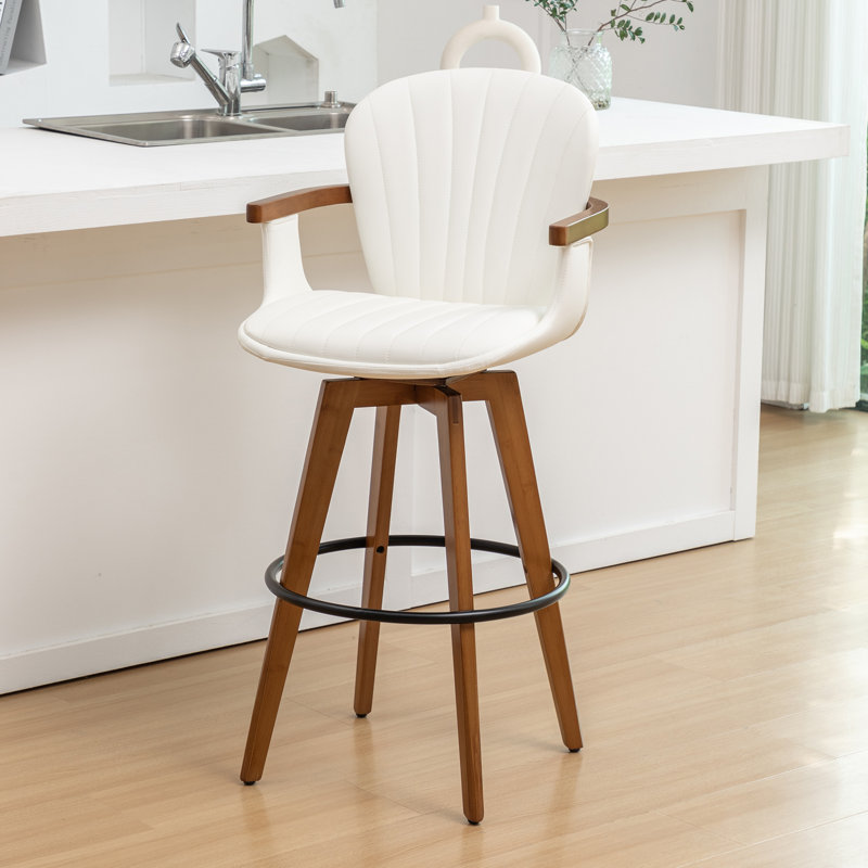 Tabourets pivotants Bartonville, Blanc, Tabouret de comptoir (siège d'une hauteur de 26,6