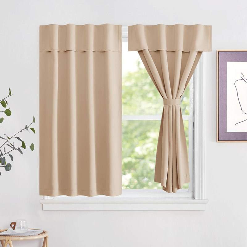 NICETOWN Door Curtains for Kitchen, Short Blackout Curtains , Self Adhesive Portable Window Cover for Front French Door, Adjustable Shade for Glass, 1 PC