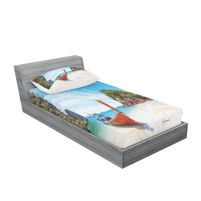 Ensemble de draps artful beach en thaïlande, Ensemble de draps pour lit simple TG avec drap-hou