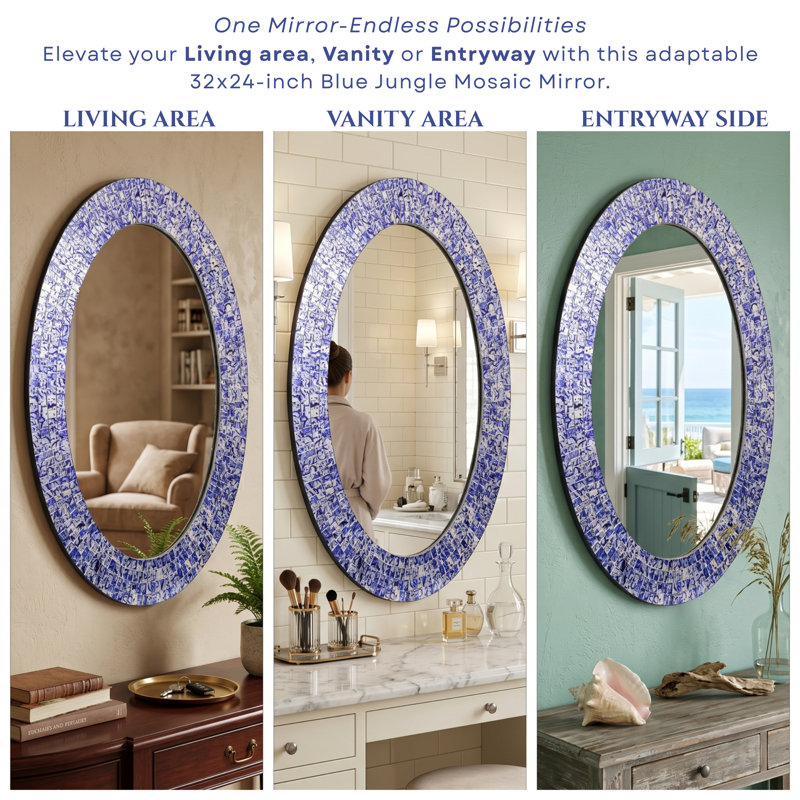 Rubie Oval Mirror, Blue