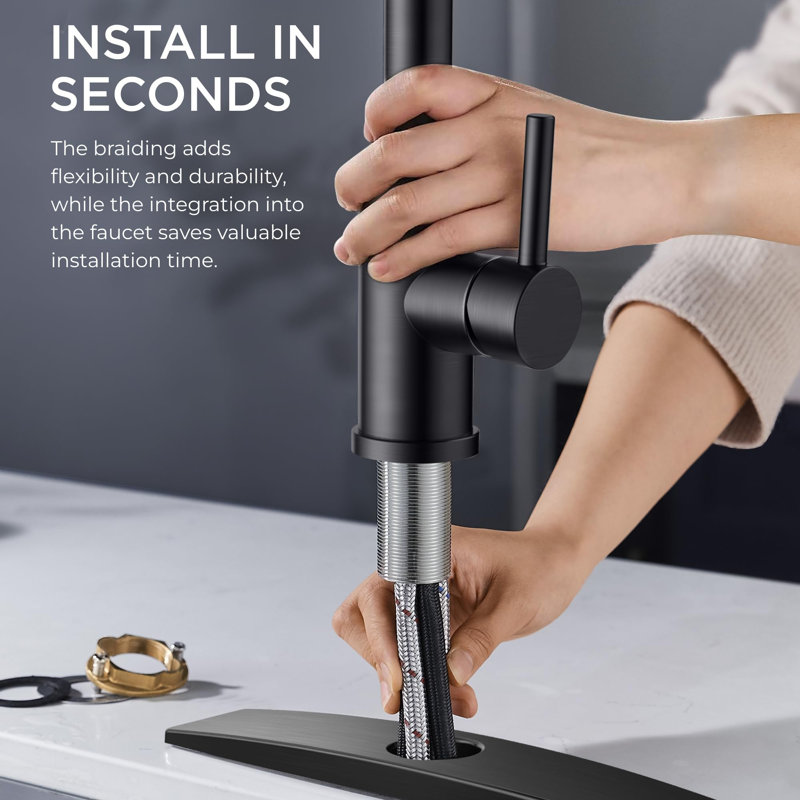 Black Kitchen Faucet with Pull Down Sprayer
