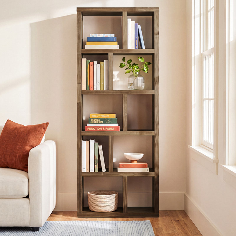 Stetson 4 Level Cube Unit Bookcase, (5 Shelves) 78" H x 28" W x 13" D, Walnut