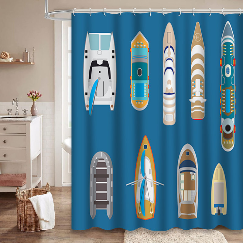 Rideau de douche Nautical Boat, L 72 po x l 78 po