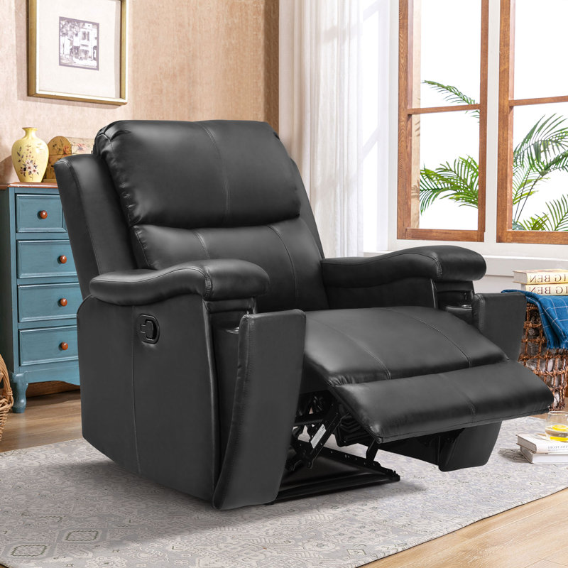 Fauteuil inclinable en similicuir 37 po Emony, Noir