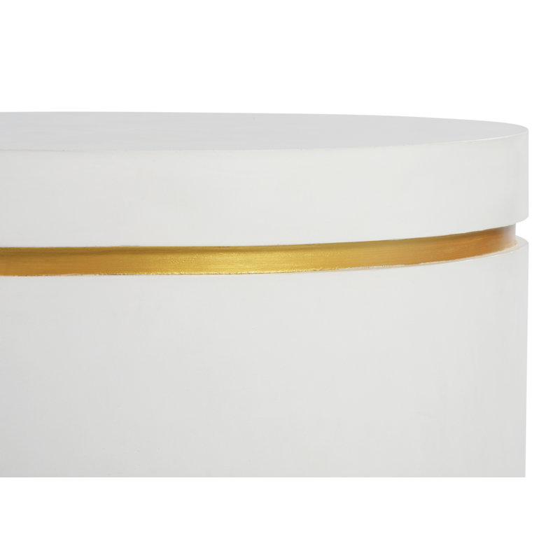 Perpetual Outdoor Round Side Table, Ivory White/Gold