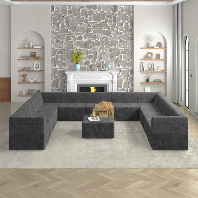Canapé modulaire en forme de U, canapé modulaire compressé en velours côtelé de style minimaliste moderne, canapé-lit pour salon, chambre à coucher, canapé confortable