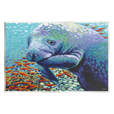Art mural impressionniste sous-marin par lamantin par Carolee Vitaletti