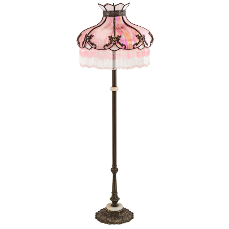 62" High Elizabeth Floor Lamp, White/Pink/Craftsman Brown