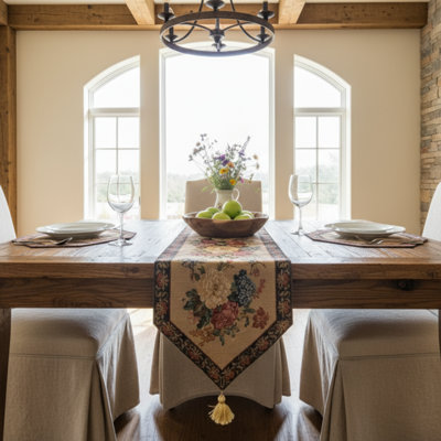 Tache Colorful Country Rustic Floral Morning Awakening Table Runner