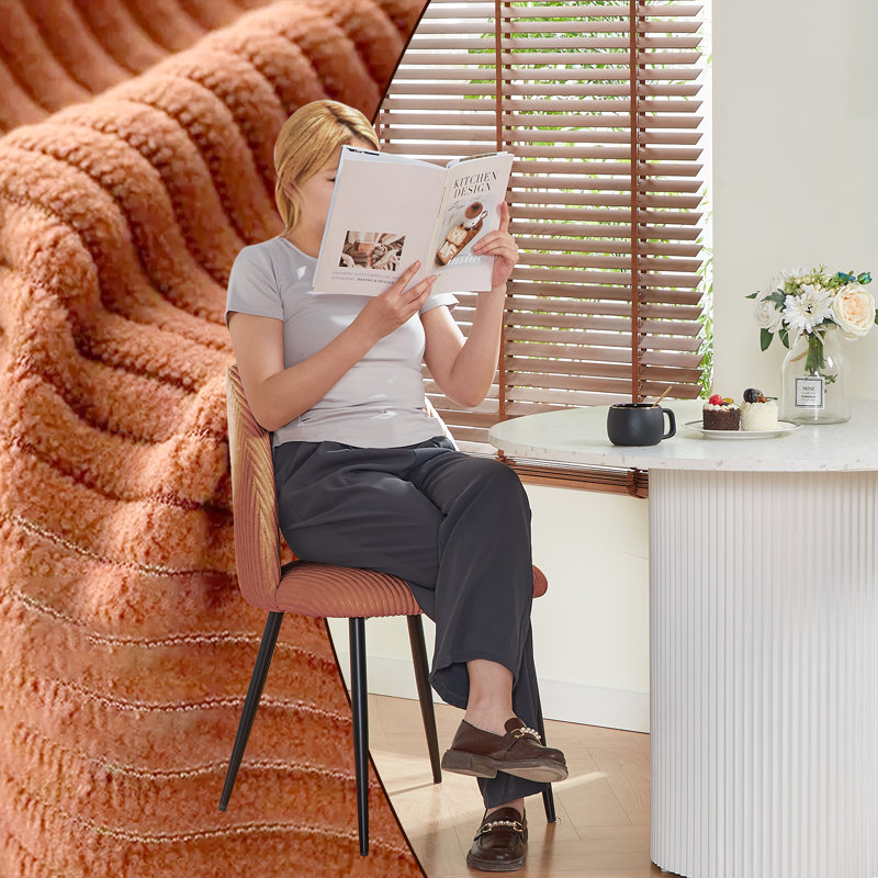 Efrat Corduroy Wide Back Upholstered Dining Chair, 4, Orange