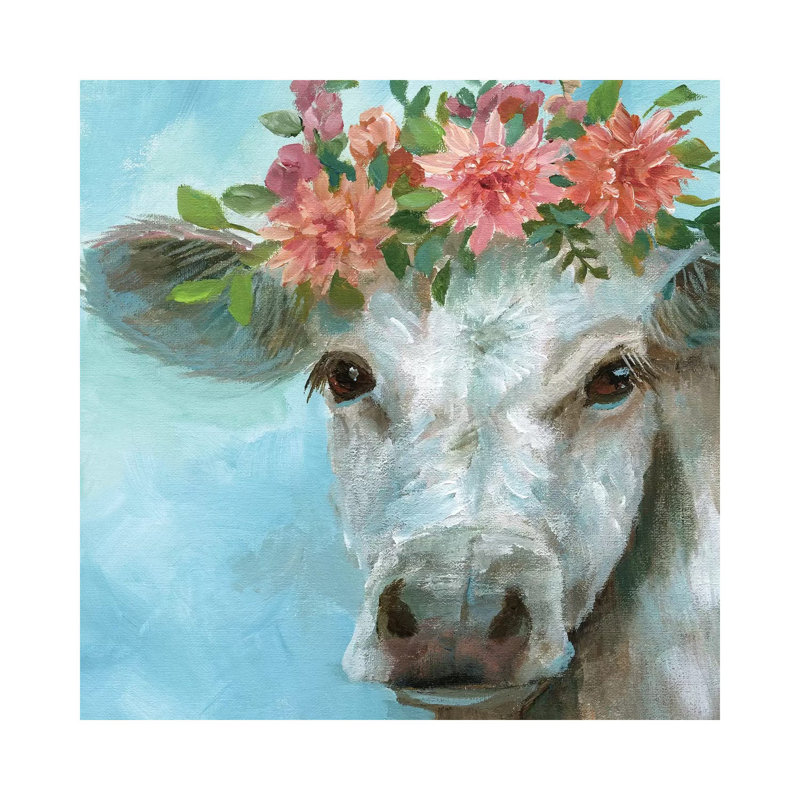 «Happy Bessie» par Nan - reproduction, H 26 po x l 26 po x P 1,5 po, Toile tendue