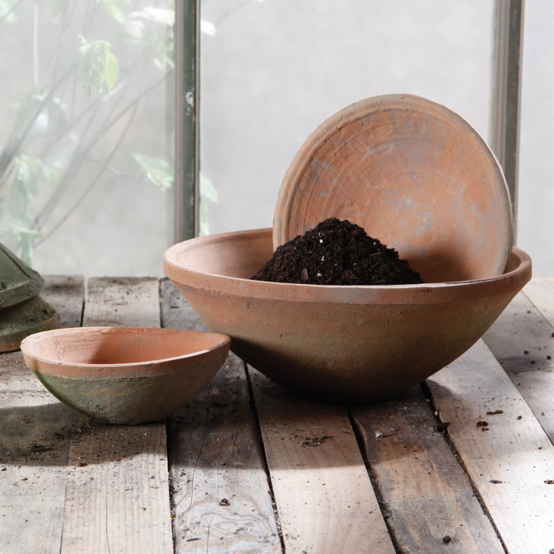 Pot à fleurs en terre cuite Alnwick, Rouge antique, H 3,25 po x l 10 po x P 10 po