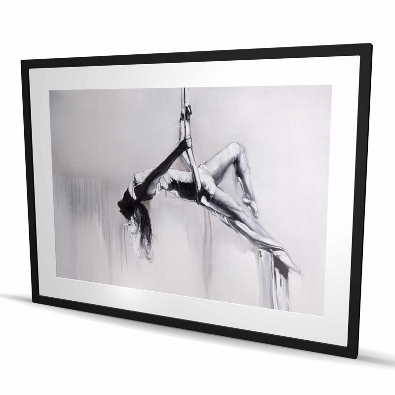 Danseuse sur contorsion aérienne - impression encadrée en noir et blanc, Noir, H 36 po x l 48 po