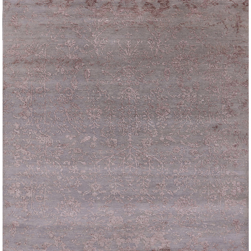 Tapis brun clair à motif floral Hangate, Carré 8 pi