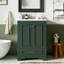  24'' Bathroom Vanity with Ceramic Sink Combo, Modern Freestanding Storage Cabinet with Silver Handles and Soft Closing Doors, Green