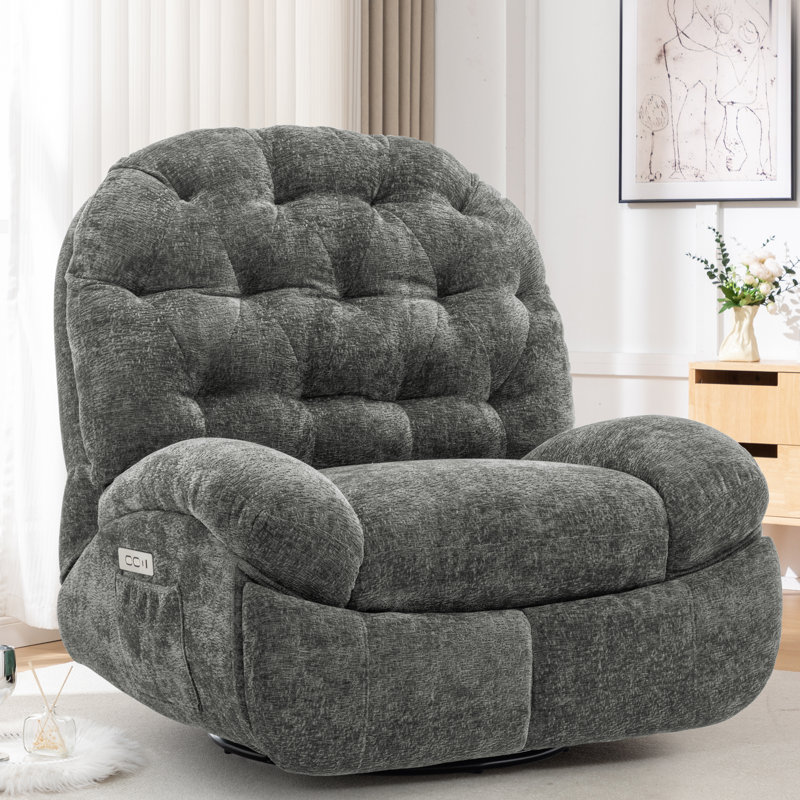 Recliner Chair, Manual Recliner ,small Recliners For Small Space, Soft Fabric Upholstered Recliner With Side Pockets, Gray