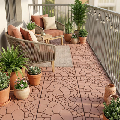44pcs 12.1'' x 12.1''Interlocking Deck Tiles, Easy Installation, Weatherproof Low Maintenance Plastic Tiles For Porch, Poolside, Balcony, Backyard, And Indoor Use