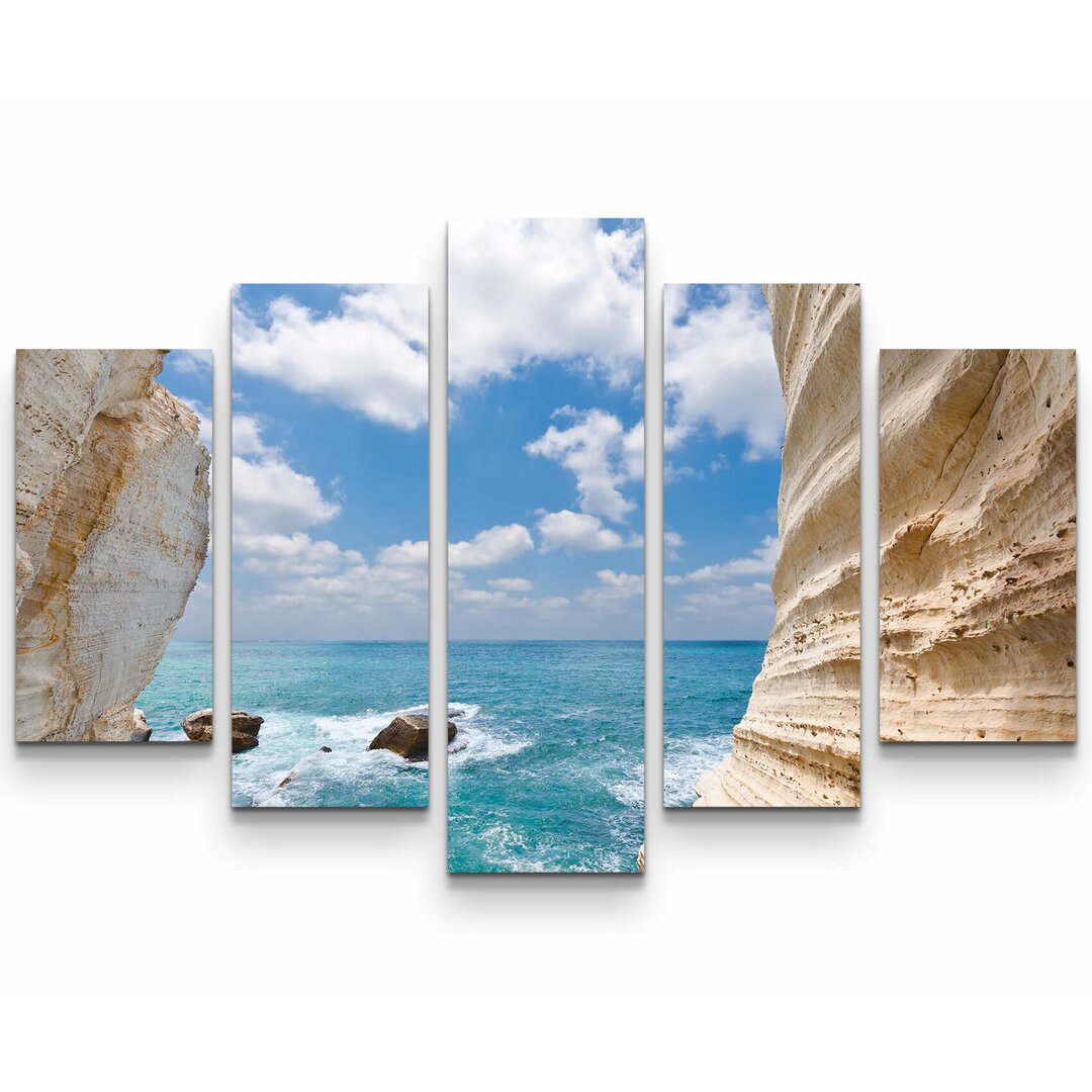 5-tlg. Leinwandbilder-Set Rosh Hanikra Felsen bei Israel