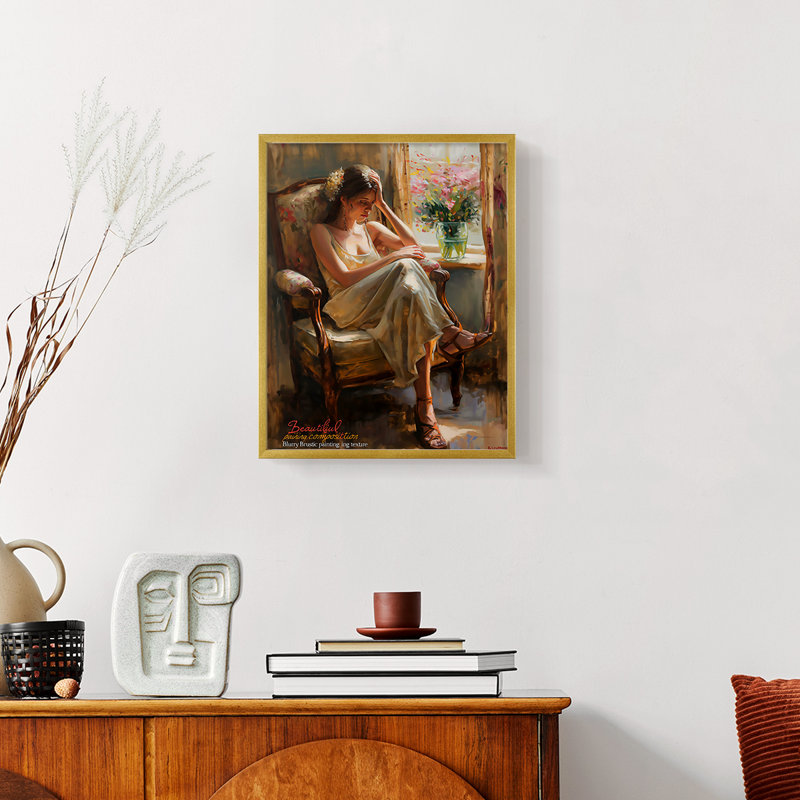 WOMEN Series CCCCXX III - reproduction encadrée de qualité supérieure - prête à être accrochée - aucun clou requis, Or