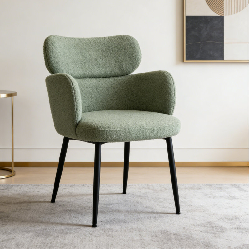 Fauteuil d'appoint rembourré en velours avec pieds en métal Cottle, Vert