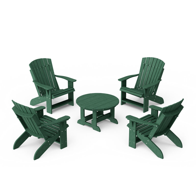 Heritage 5-Piece Adirondack Chair Conversation Set, Turf Green