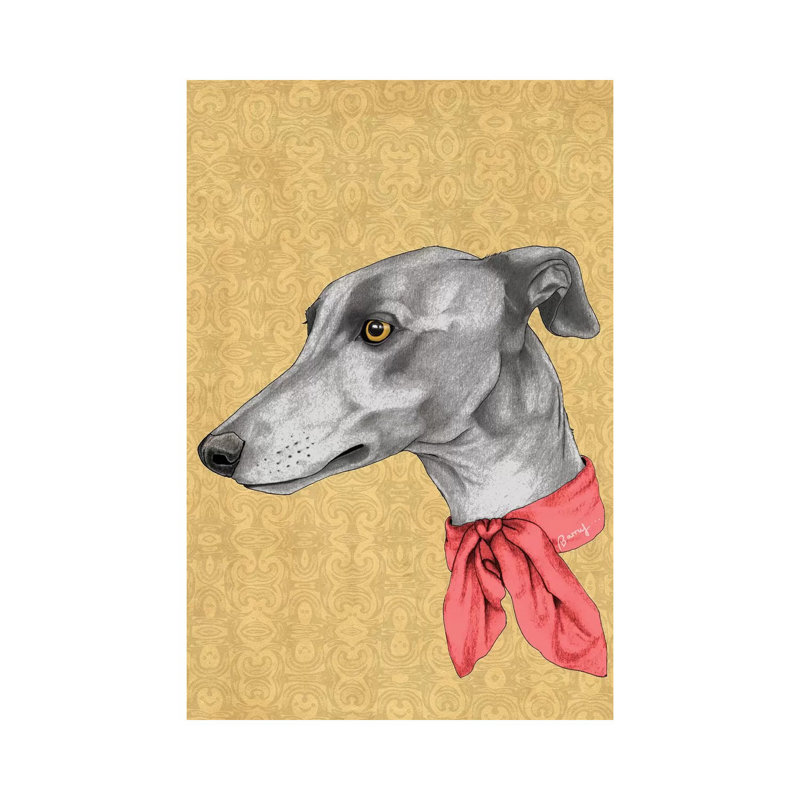 Greyhound With Scarf by Barruf - Wrapped Canvas Gallery-Wrapped Canvas Giclée, 66.04 cm H x 45.72 cm W x 1.91 cm D