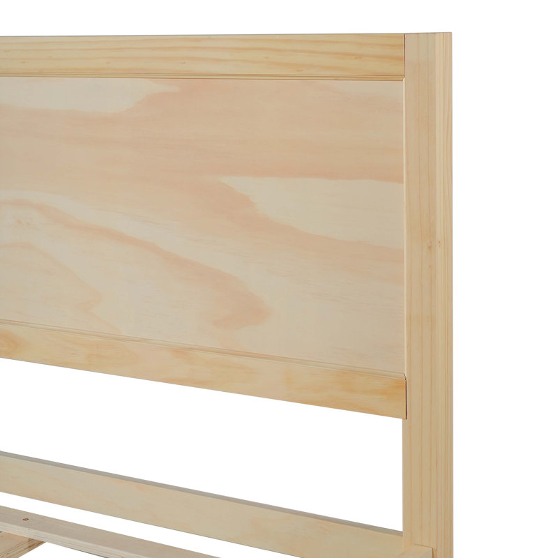Structure de lit plateforme en bois avec tête de lit à panneau classique, support de lattes en bois, aucun sommier requis, assemblage facile
