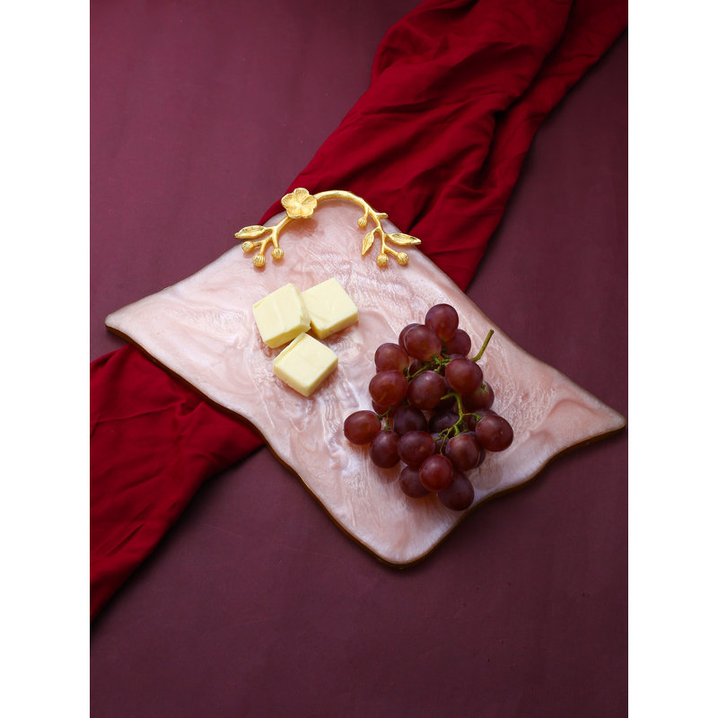House Of Hampton® Devaki Resin Platter;Cheese Board, Pink