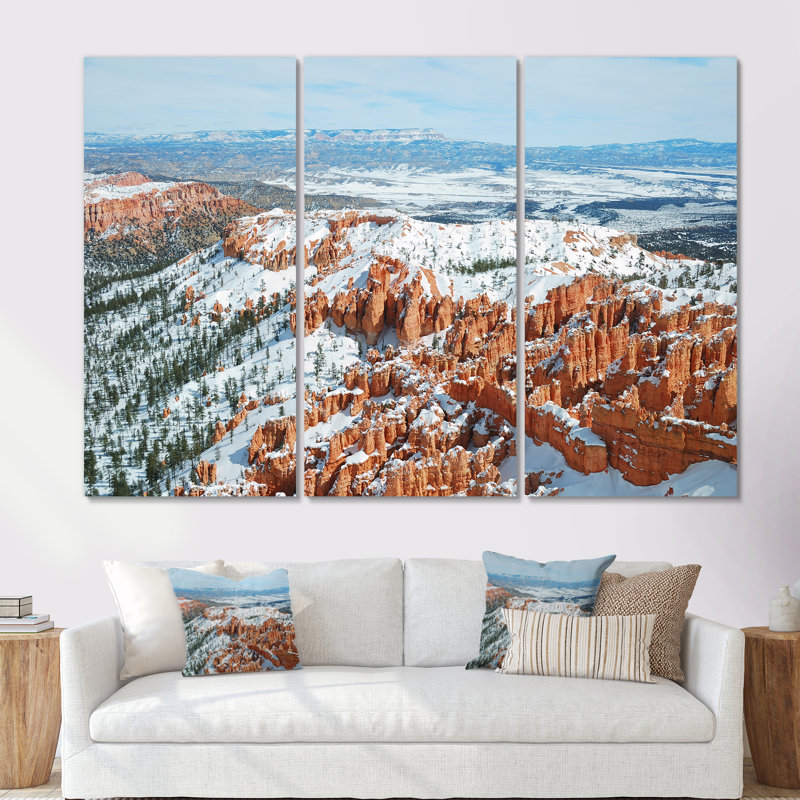 «Bryce Canyon with Snow Winter - Canyon», ensemble d'art mural sur toile, H 28 po x l 36 po x P 1 po, Toile tendue