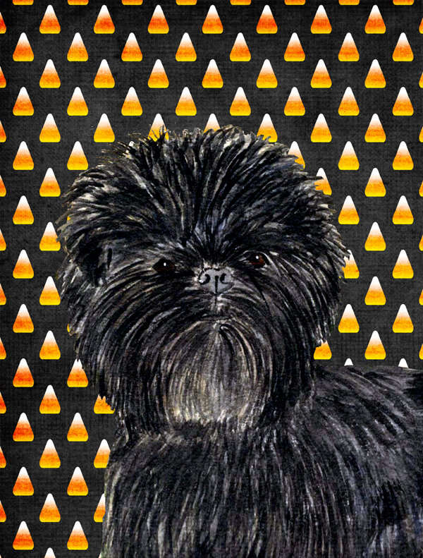 Drapeau de jardin brûlé bonbon d'Halloween à 2 côtés, Affenpinscher