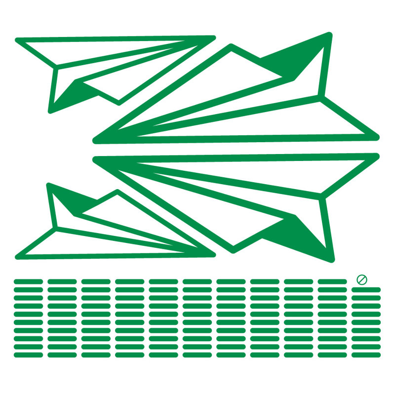 Adhésif décoratif papier avion, H 30 po x l 33 po x P 0,01 po, Vert clair