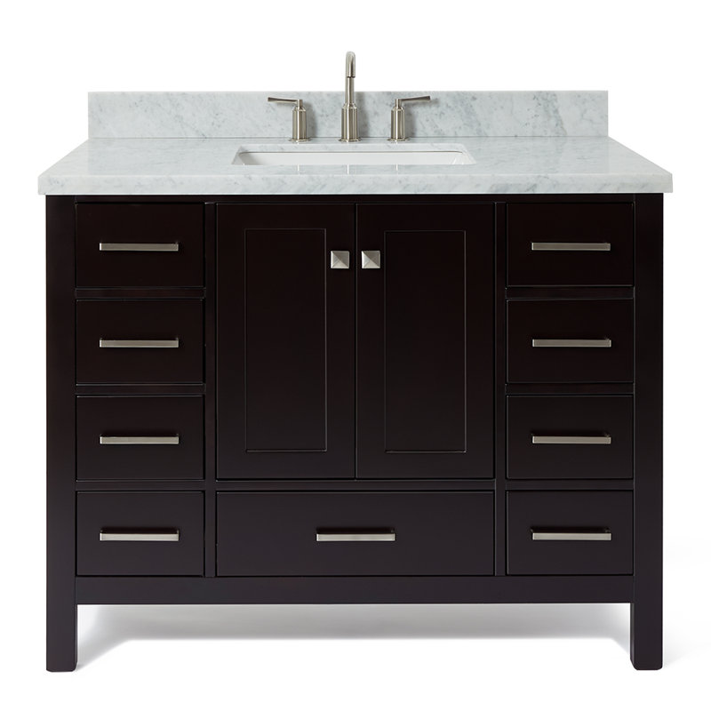 Ensemble de meuble-lavabo simple 43 po Cambridge, Espresso / nickel brossé