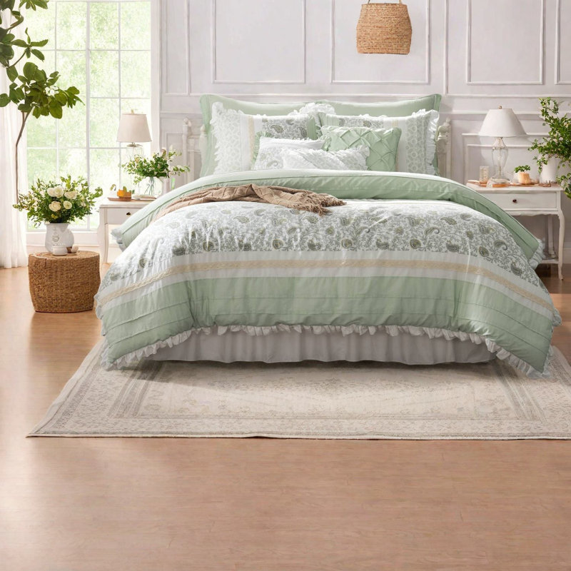 Piece Bedding Sets Cotton Percale Cal King Floral Farmhouse Home