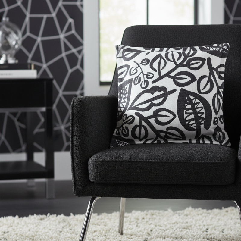 Floral Feather Reversible Throw Pillow