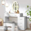 Bureau de coiffeuse ovale avec miroir et lumières Wrought Studio ™