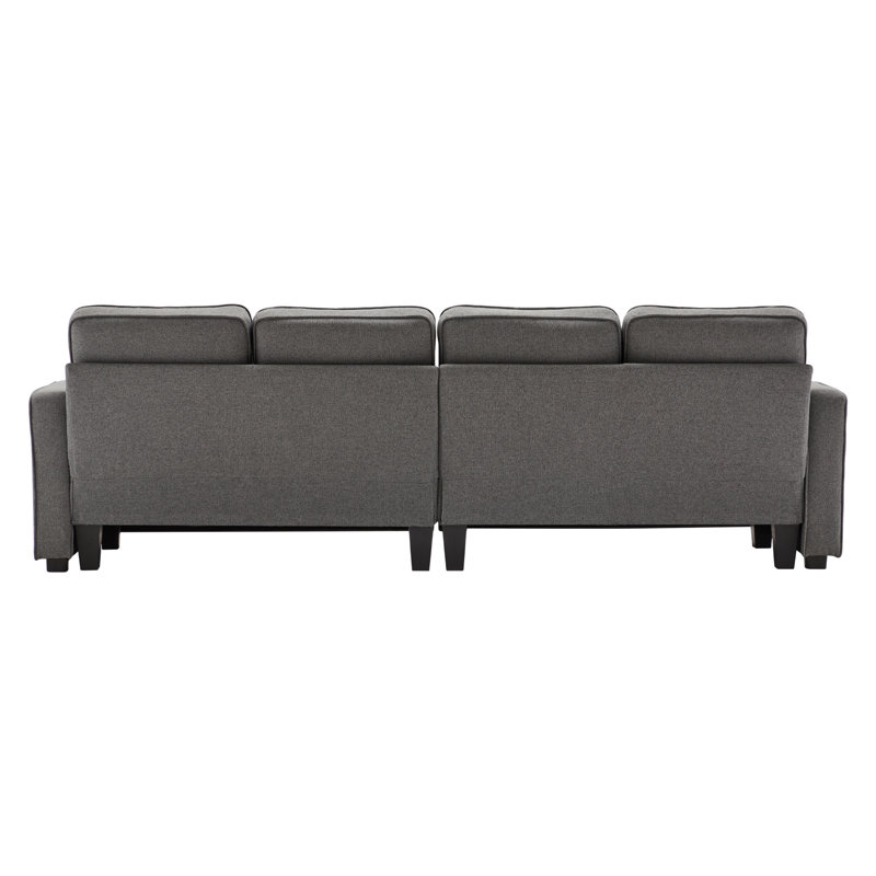 Bobi 4 Seater Linen Sofa & Chaise, Gray