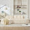 Couches désossées de 110,2 po x 62 po pour le salon, canapé modulaire incurvé avec 5 coussins, canapé en forme de L avec siège profond, mousse à mémoire de forme haute densité, sans assemblage requis, (ivoire)