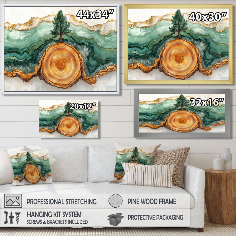 Wood Forest Of Pine Tree Landscape - Forest Canvas Art, 12'' H x 20'' W, Black Single Picture Framed
