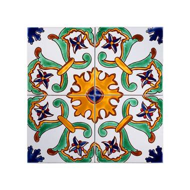 Casablanca Market Mediterranean 4'' x 4'' Hand Painted Ceramic Decorative  Accent Tile