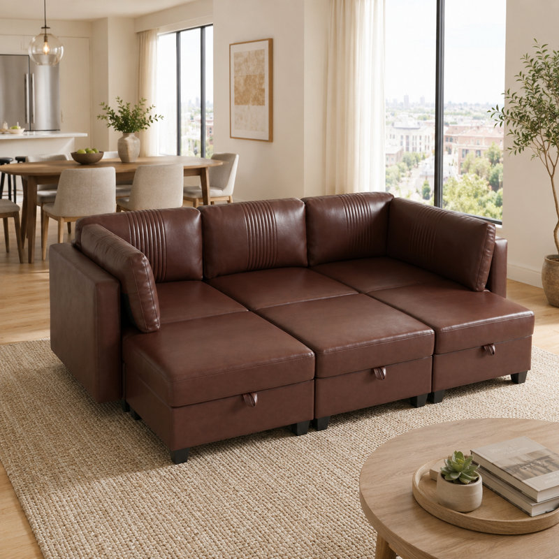 100% Customizable Modular Modular Sofa,Convertible Shapes, Storage & Sleeper Function, Tool-Free Interlocking Sectional