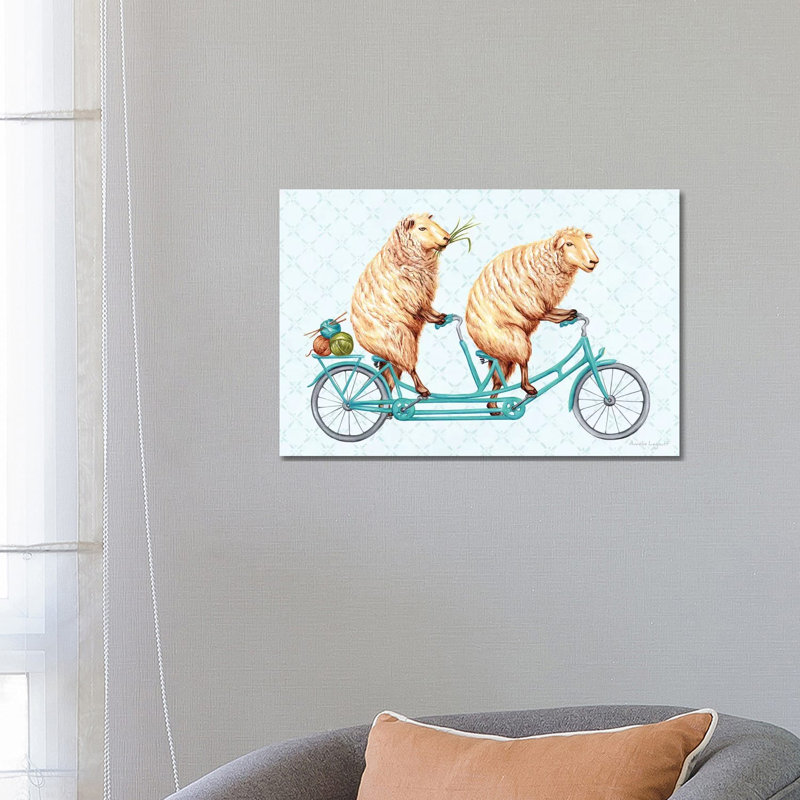 Sheeps On Bike by Amélie Legault - Wrapped Canvas Gallery-Wrapped Canvas Giclée, 66.04 cm H x 45.72 cm W x 3.175 cm D